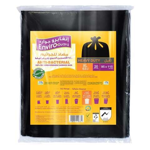 Enviro Care 63 Gallon Heavy Duty Bio-Degradable Garbage Bags Black 95x115cm Pack of 20,0.00