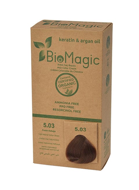 BiomaGic - Hair Color Cream With Keratin & ArGon Oil 5.03 Light Golden Brown