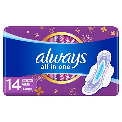 ALWAYS All in one Ultra Thin, Large sanitary pads with wings, 14 ct