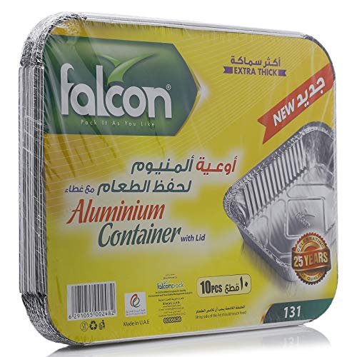 Falcon Aluminum Container With Lid - 10 Pieces