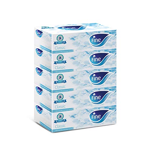 Fine Classic Facial White Tissues, 200 Sheets x 2 Ply - Pack of 5,0.00