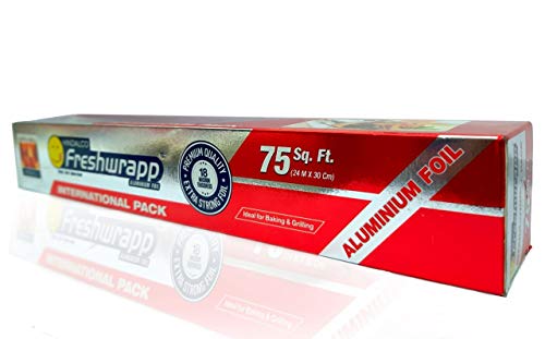 HINDALCO Freshwrapp Aluminium Foil, 18 Micron, 75 Square Feet International Pack, 24 Mtr, Does Not Tear Easily,0.00