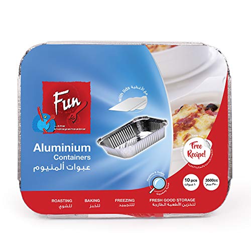 Fun® Indispensable Aluminium Containers with Lids 3500CC - Pack of 10