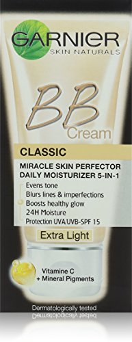 Garnier SkinActive BB Cream Classic SPF 15 with Mineral Pigments & Vitamin C - Extra Light shade, 50 ml,0.00