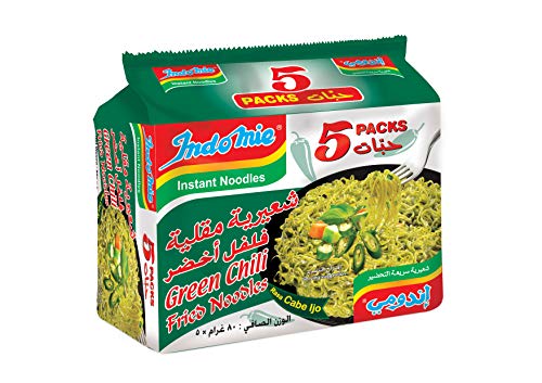 Indomie Green Chilli Fried Noodles, 5 X 80 g (Pack of 1),0.00