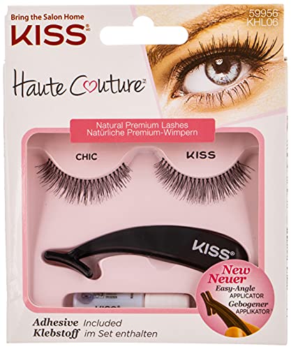 KISS Haute Couture Eyelashes With Applicator, KHL06, Chic, 1 Pair