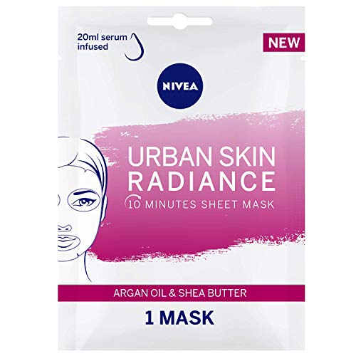 NIVEA Urban Skin Radiance Face Sheet Mask, Argan Oil & Shea Butter, 1 Mask