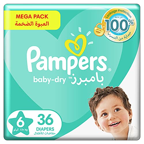 Pampers Baby-Dry Diapers, Size 6, Extra Large, 13+kg, Mega Pack, 36 Count,0.00