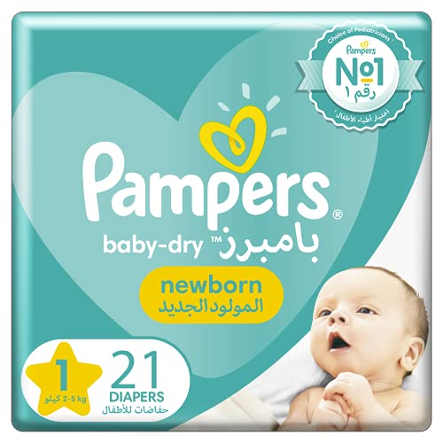 Pampers New Baby-Dry Diapers, Size 1, Newborn, 2-5kg, Carry Pack, 21 Count,0.00