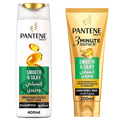 Pantene Smooth & Silky Shampoo 400 ml and 3 Minute Miracle Smooth & Silky Conditioner 200 ml