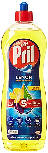Pril Dishwashing Liquid - Lemon (1 Litre), with 5+ Self-Degreasing Action Power, Long-Lasting Formula for Stains Removal, and Elimination of Unpleasant Odours,0.00