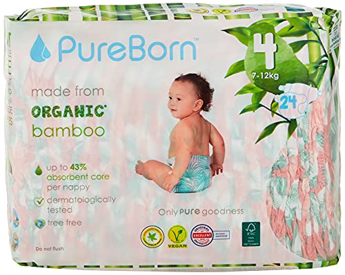 PureBorn Single Pack Nappy for 7 to 12 kg, Size 4, Pack of 24,0.00