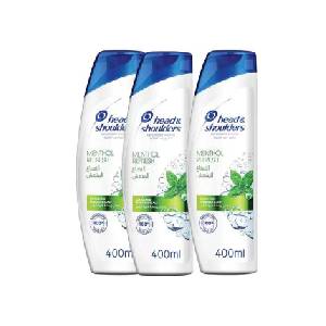 Head & Shoulders Menthol Refresh Anti-Dandruff Shampoo 400ml Pack of 3,0.00