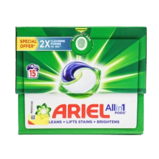  Ariel All in 1 Pods Original Scent Liquid Detergent Capsules Value Pack 15 pcs