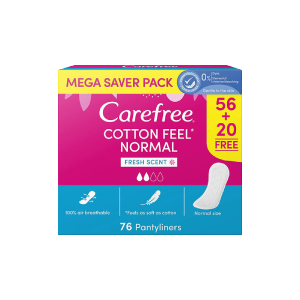 Carefree Cotton Feel Normal Fresh Scent Panty Liners, Pack of 76,0.00