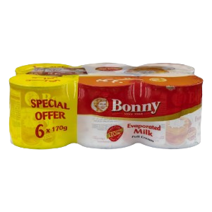 Bonny Evaporated Milk Can, 6 x 170g
