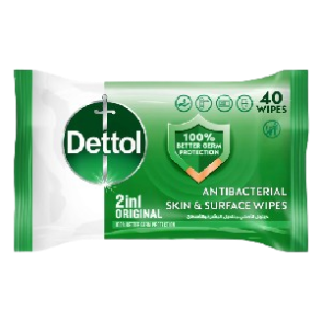 Dettol Original Antibacterial Skin and Surface Wipes, 40 Count