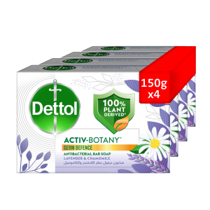 Dettol Activ-Botany Antibacterial Soap Lavender & Chamomile, 4 x 150g