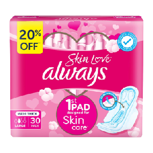 Always Skin Love Large Wings Maxi Thick Sanitary Pads, 30s