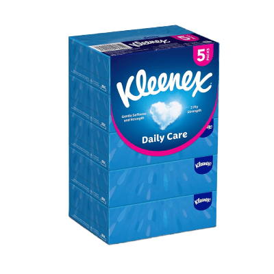 Kleenex Daily Care Facial Tissue Pack of 5 Boxes, 170 Sheets x 2 Ply