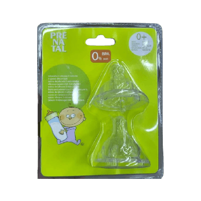 Prenatal Three Speed Silicon Baby Bottle Nipple, 2pcs