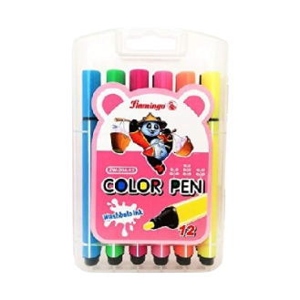 Flamingo Washable Brush Felt Pens, 12 Colours
