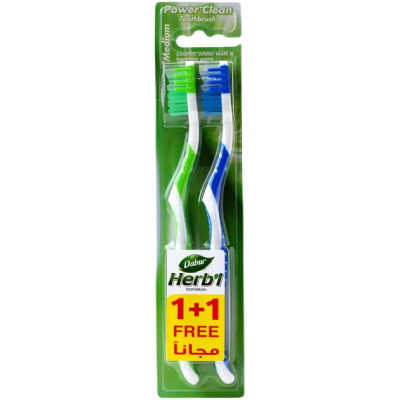 Dabur Herbal Power Clean Toothbrush, (1+1 Free)