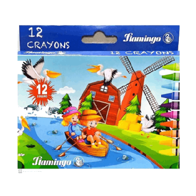 Flamingo Mini Wax Crayons, 12 Pcs
