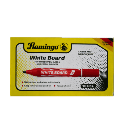 Flamingo Red Marker Whiteboard Glass Non Porous Surfaces, 10pcs