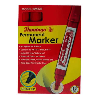 Flamingo Permanent Marker Set Red, 10pcs