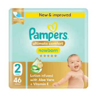 Pampers Ultimate Comfort Taped Diapers Size 2 (3-8KG), 46pc