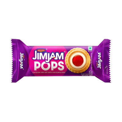 Britannia Jim Jam Pops Biscuit with Vanilla Cream & Jammy Center, 70g 