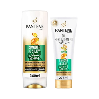 Pantene Smooth & Silky Conditioner + Smooth & Silky Oil Replacement, 360ml + 275ml