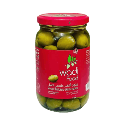 Wadi Food Whole Natural Green Olives, 360g