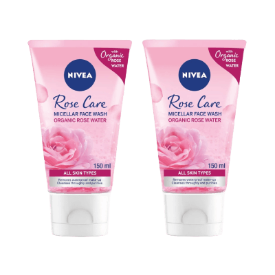 Nivea Face Micellair Rose Water Face Wash, 2 x 150ml