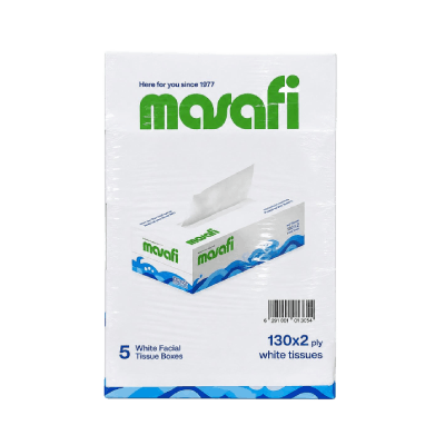 Masafi White Facial Tissue Boxes, 5 x 130Sheets