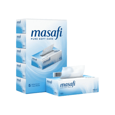 Masafi Pure Soft Care Facial Tissue Boxes, 5 x 130Sheets
