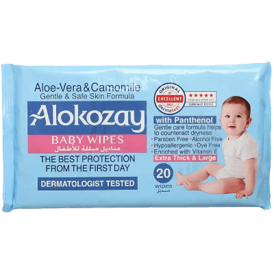 Alokozay Aloe Vera & Camomile Baby Wipes, 20pcs