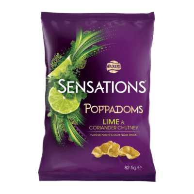 Walkers Sensations Poppadoms Lime & Coriander Chutney Flavour Crisps, 82.5g
