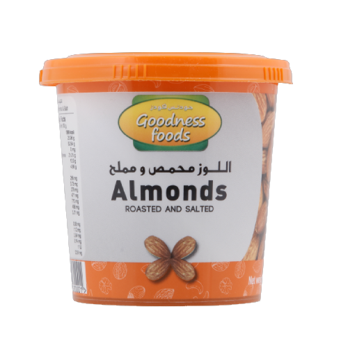 GOODNESS FOODS ALMONDS ROASTED & SALTED JAR 200gm,1.00