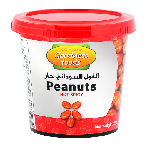 GOODNESS FOODS PEANUTS HOT SPICY JAR 200GM,1.00