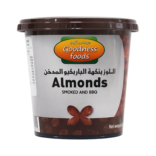 GOODNESS FOODS ALMONDS SMOKED N BBQ JAR 200GM,1.00