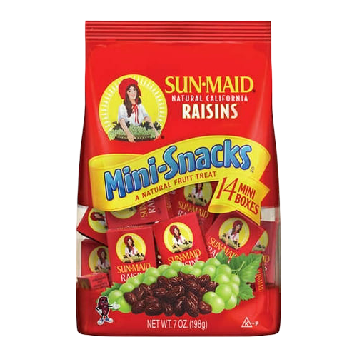 SUNMAID RAISINS MINI SNACK BAG 14S 198GM,3.00
