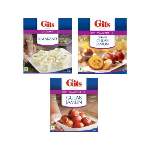 Gits Sweets Mix 200 GMS - Gulab Jamun, Shahi Gulab Jamun, Kalakand,2.00