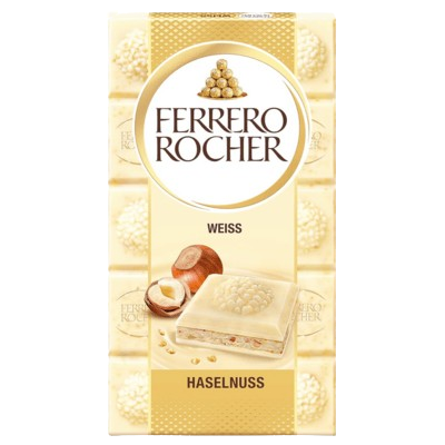 Ferrero Rocher Weiss White Chocolate With Hazelnut, 90g,0.00