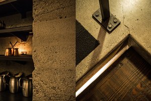 Preview of Mamnoon Restaurant - Image 8: Concrete, Steel, Wood, Shelf.