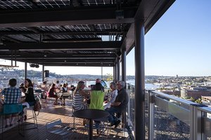 Preview of Mbar - Image 14: Cafe, Bbq, Steel, Structure Steel, Pergola, Wood, Concrete, Glass, Bar, Rooftop, Restaurant.