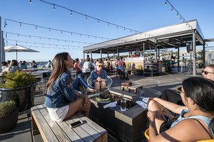 Preview of Mbar - Image 6: Pottery, Bonsai, Bikini, Steel, Structure Steel, Concrete, Rooftop, Bar, Dining Table, Restaurant, Outdoor.