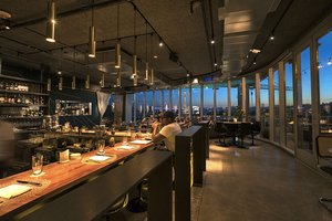 Preview of Mbar - Image 7: Cafe, Restaurant, Bar, Concrete, Steel, Wood, Dining Table, Glass, Window.