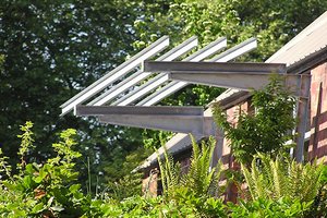 Preview of Shelter House - Image 0: historic, Patio, Pergola, Porch, Plant, Vase, Outdoors, Yard, galvanized, structure steel, addition, cantilever.